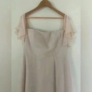 Azazie Square Neck ￼bridesmaid Dress In Rose Petal, Flutter Sleeve Size A14